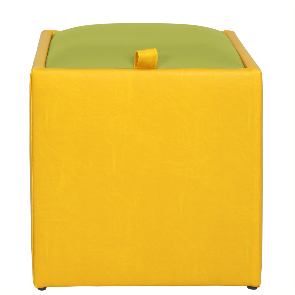 Taburet Box - imitatie piele galben/verde - 22168/21899 Taburet Box - imitatie piele galben/verde - 22168/21899