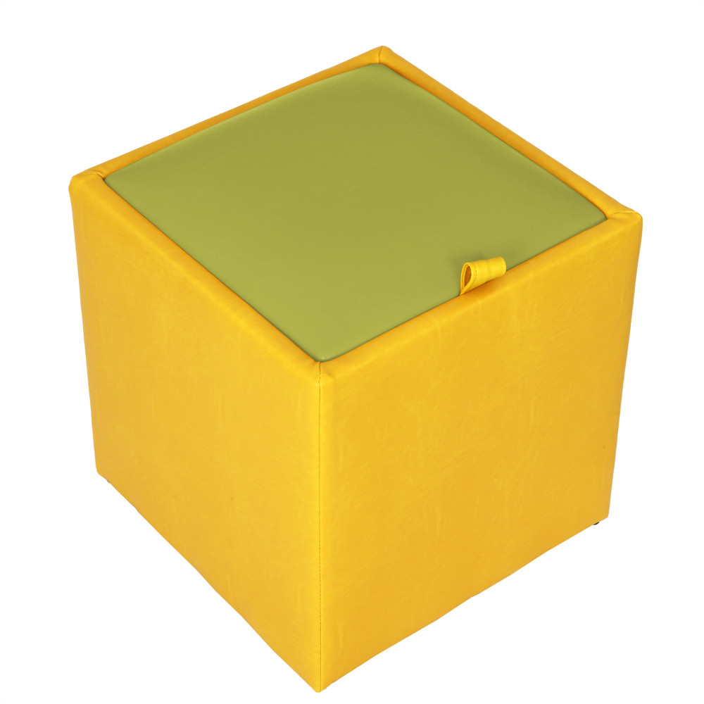 Taburet Box - imitatie piele galben/verde - 22168/21899 Taburet Box - imitatie piele galben/verde - 22168/21899