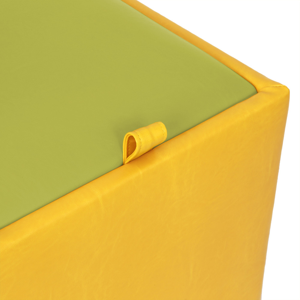 Taburet Box - imitatie piele galben/verde - 22168/21899 Taburet Box - imitatie piele galben/verde - 22168/21899