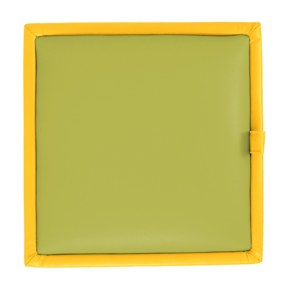 Taburet Box - imitatie piele galben/verde - 22168/21899 Taburet Box - imitatie piele galben/verde - 22168/21899