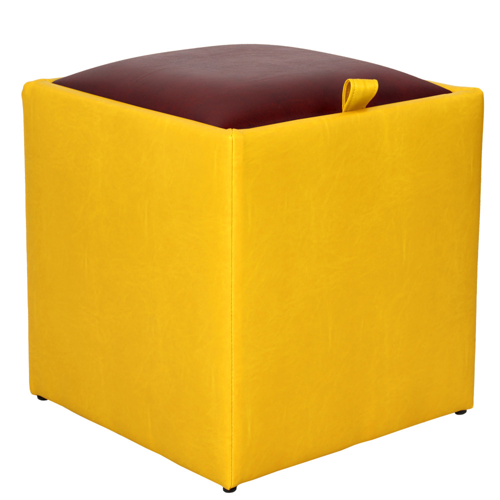 Taburet Box - imitatie piele galben/bordo - 22168/21902 Taburet Box - imitatie piele galben/bordo - 22168/21902