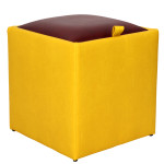 Taburet Box - imitatie piele galben/bordo - 22168/21902