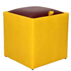 Taburet Box - imitatie piele galben/bordo - 22168/21902 Taburet Box - imitatie piele galben/bordo - 22168/21902