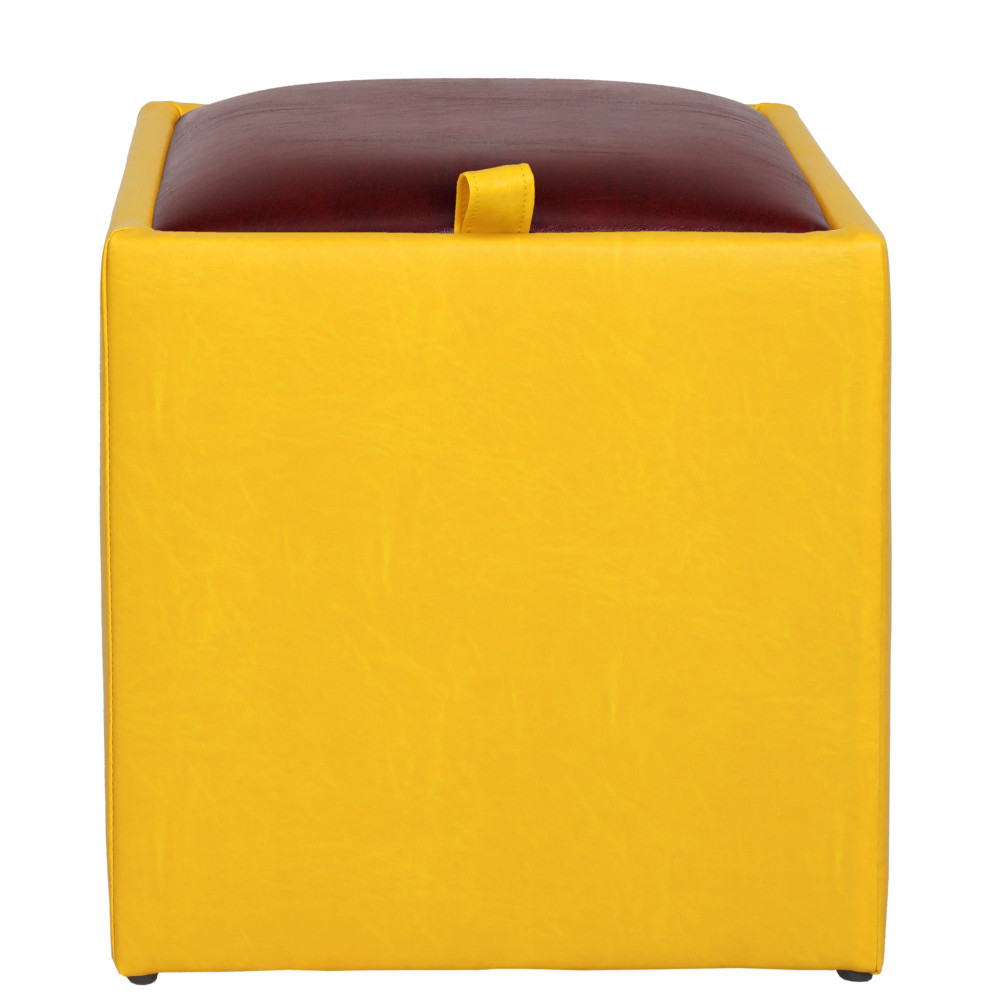 Taburet Box - imitatie piele galben/bordo - 22168/21902 Taburet Box - imitatie piele galben/bordo - 22168/21902