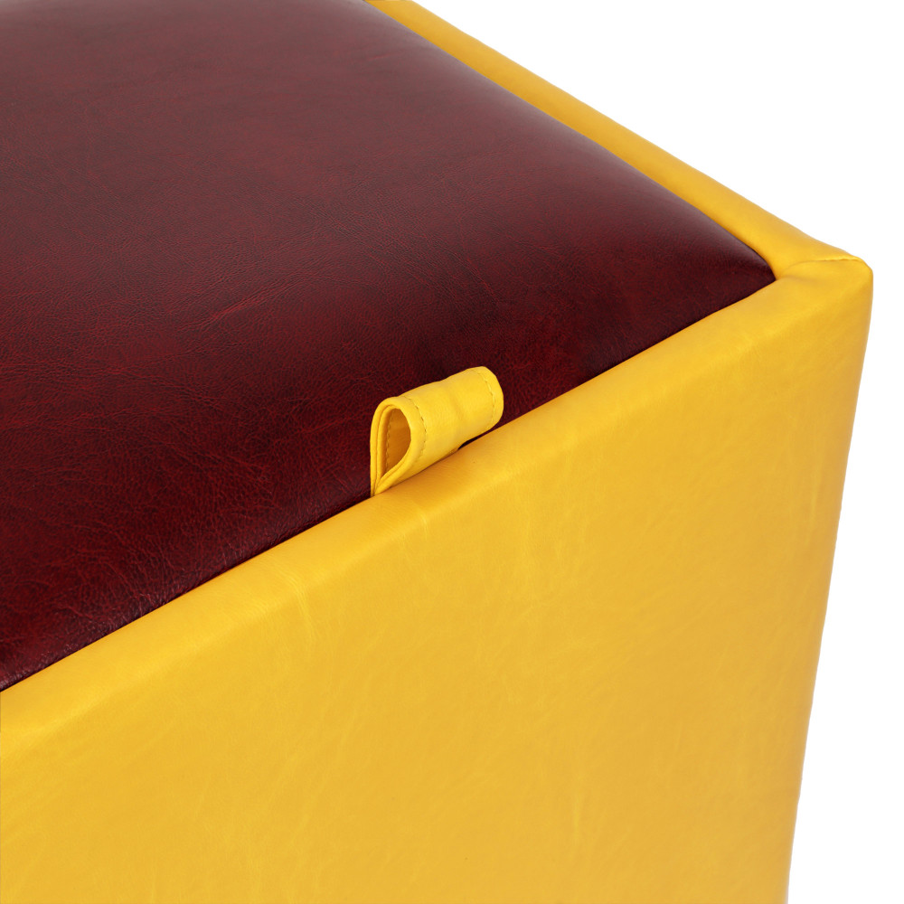 Taburet Box - imitatie piele galben/bordo - 22168/21902 Taburet Box - imitatie piele galben/bordo - 22168/21902