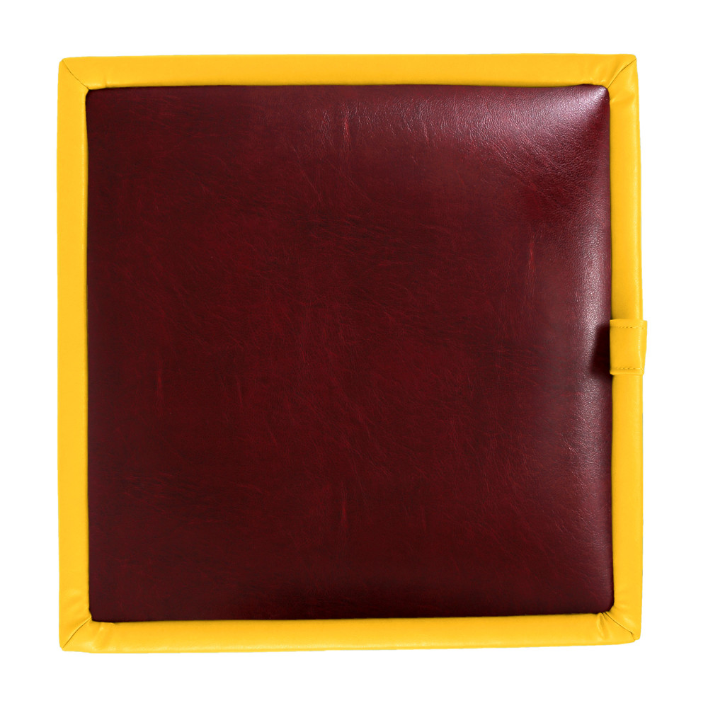 Taburet Box - imitatie piele galben/bordo - 22168/21902 Taburet Box - imitatie piele galben/bordo - 22168/21902