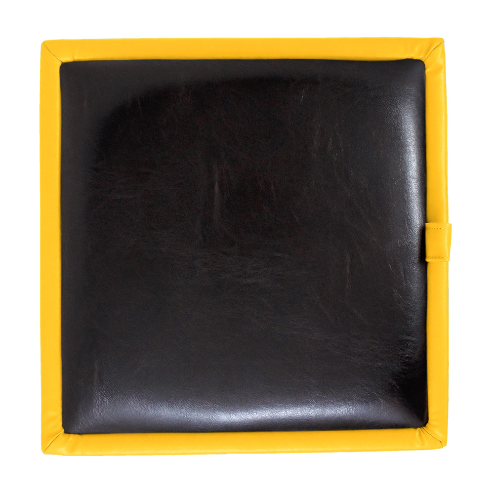 Taburet Box - imitatie piele galben/wenge - 22168/21835 Taburet Box - imitatie piele galben/wenge - 22168/21835