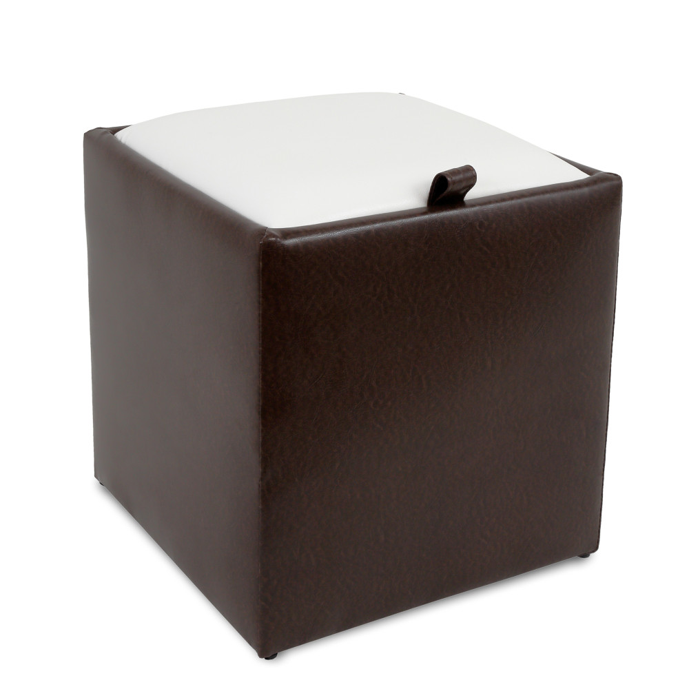 Taburet Box - imitatie piele maro/alb - 15611/21894 Taburet Box - imitatie piele maro/alb - 15611/21894