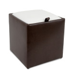 Taburet Box - imitatie piele maro/alb - 15611/21894