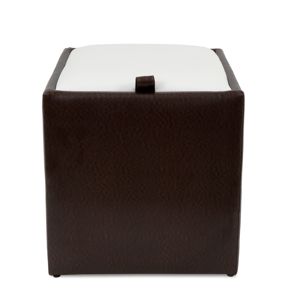 Taburet Box - imitatie piele maro/alb - 15611/21894 Taburet Box - imitatie piele maro/alb - 15611/21894