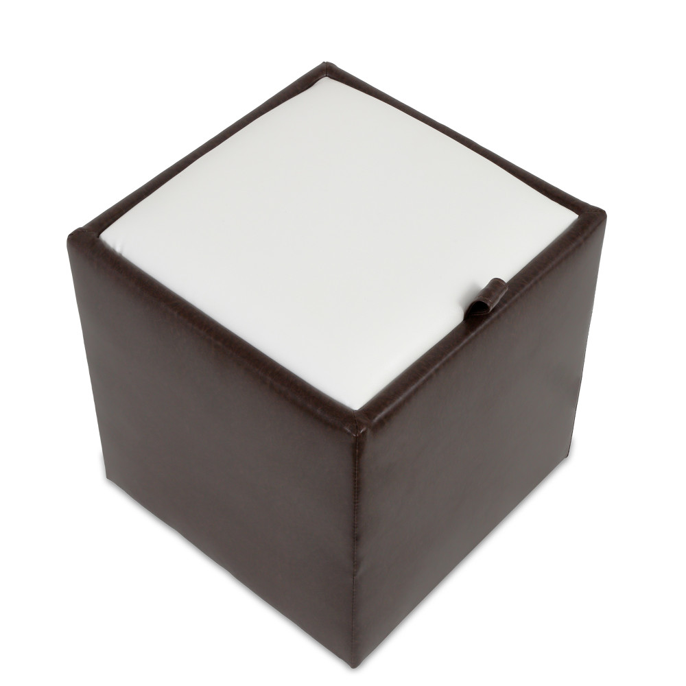 Taburet Box - imitatie piele maro/alb - 15611/21894 Taburet Box - imitatie piele maro/alb - 15611/21894