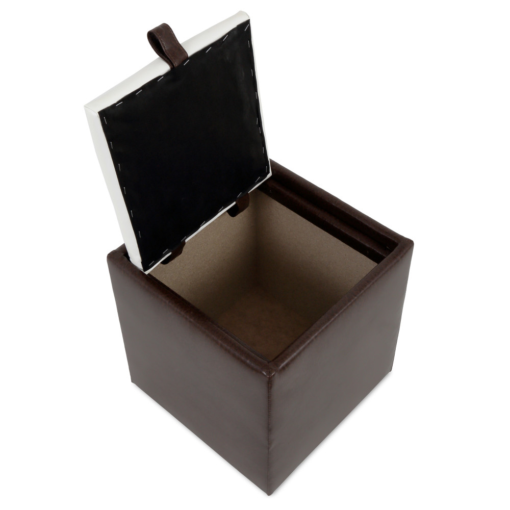 Taburet Box - imitatie piele maro/alb - 15611/21894 Taburet Box - imitatie piele maro/alb - 15611/21894