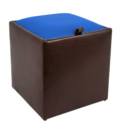 Taburet Box - imitatie piele maro/albastru - 15611/21898 Taburet Box - imitatie piele maro/albastru - 15611/21898
