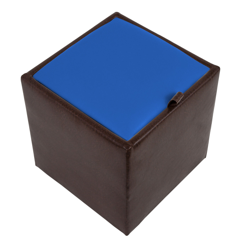 Taburet Box - imitatie piele maro/albastru - 15611/21898 Taburet Box - imitatie piele maro/albastru - 15611/21898