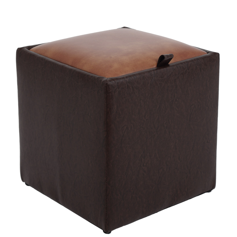 Taburet Box - imitatie piele maro/coniac - 15611/8070 Taburet Box - imitatie piele maro/coniac - 15611/8070