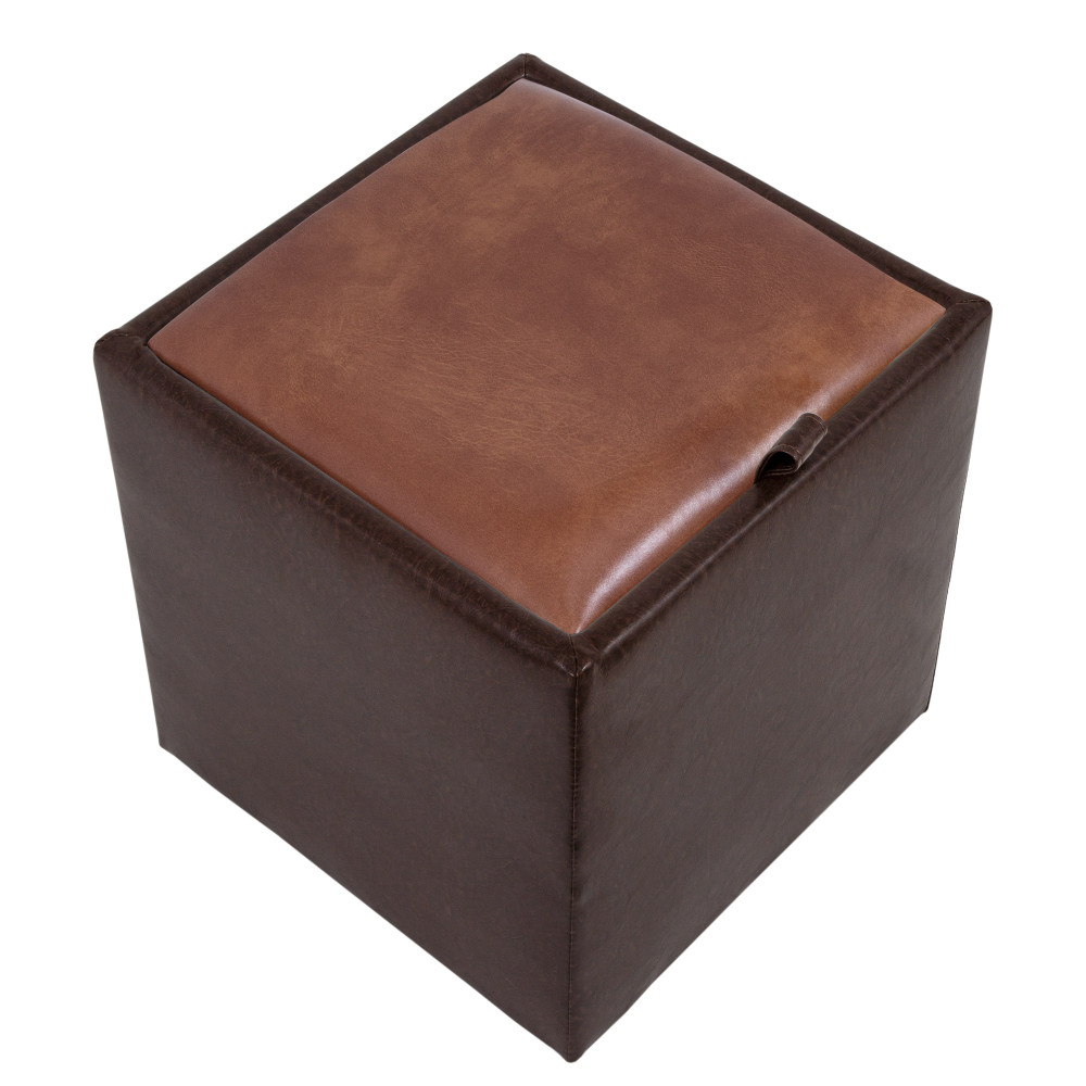 Taburet Box - imitatie piele maro/coniac - 15611/8070 Taburet Box - imitatie piele maro/coniac - 15611/8070