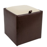 Taburet Box - imitatie piele maro/crem - 15611/21834