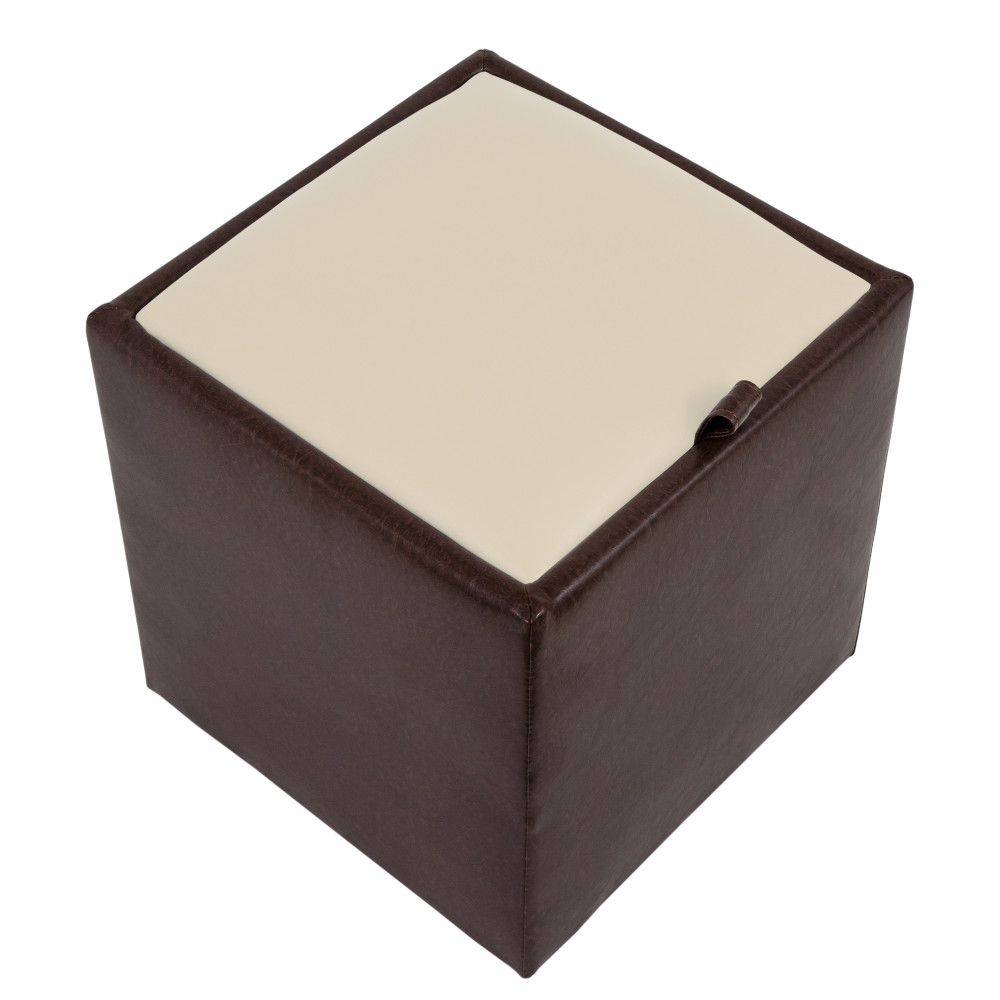 Taburet Box - imitatie piele maro/crem - 15611/21834 Taburet Box - imitatie piele maro/crem - 15611/21834