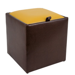 Taburet Box - imitatie piele maro/galben - 15611/22168 Taburet Box - imitatie piele maro/galben - 15611/22168