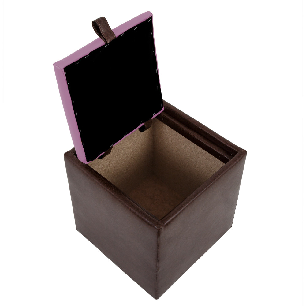 Taburet Box - imitatie piele maro/mov - 15611/21897 Taburet Box - imitatie piele maro/mov - 15611/21897