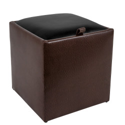Taburet Box - imitatie piele maro/negru - 15611/21901 Taburet Box - imitatie piele maro/negru - 15611/21901