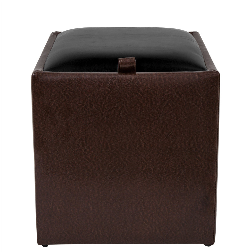 Taburet Box - imitatie piele maro/negru - 15611/21901 Taburet Box - imitatie piele maro/negru - 15611/21901