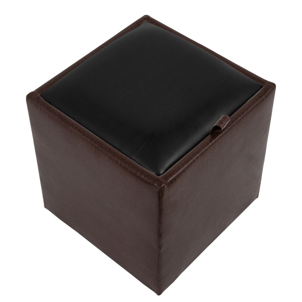 Taburet Box - imitatie piele maro/negru - 15611/21901 Taburet Box - imitatie piele maro/negru - 15611/21901