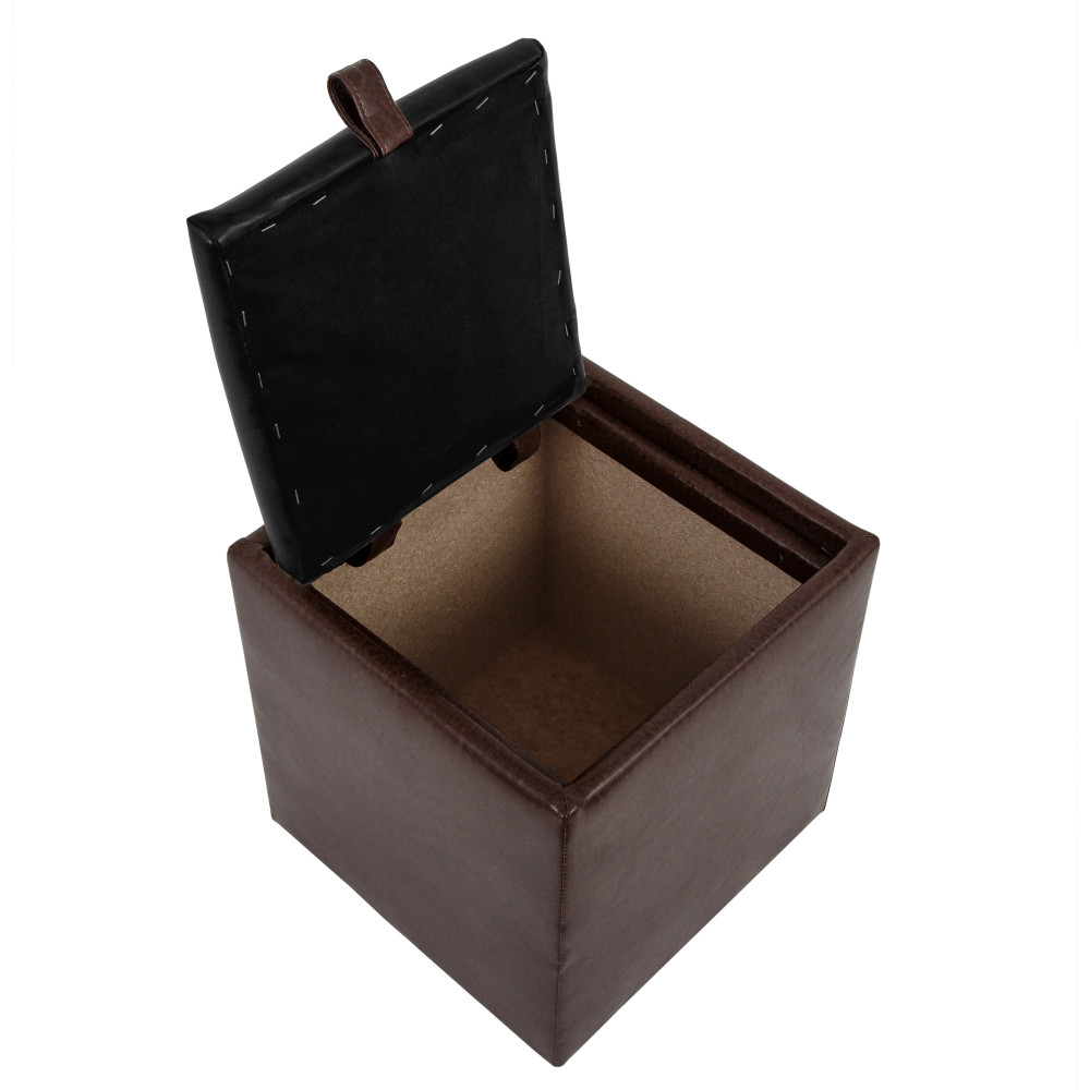 Taburet Box - imitatie piele maro/negru - 15611/21901 Taburet Box - imitatie piele maro/negru - 15611/21901