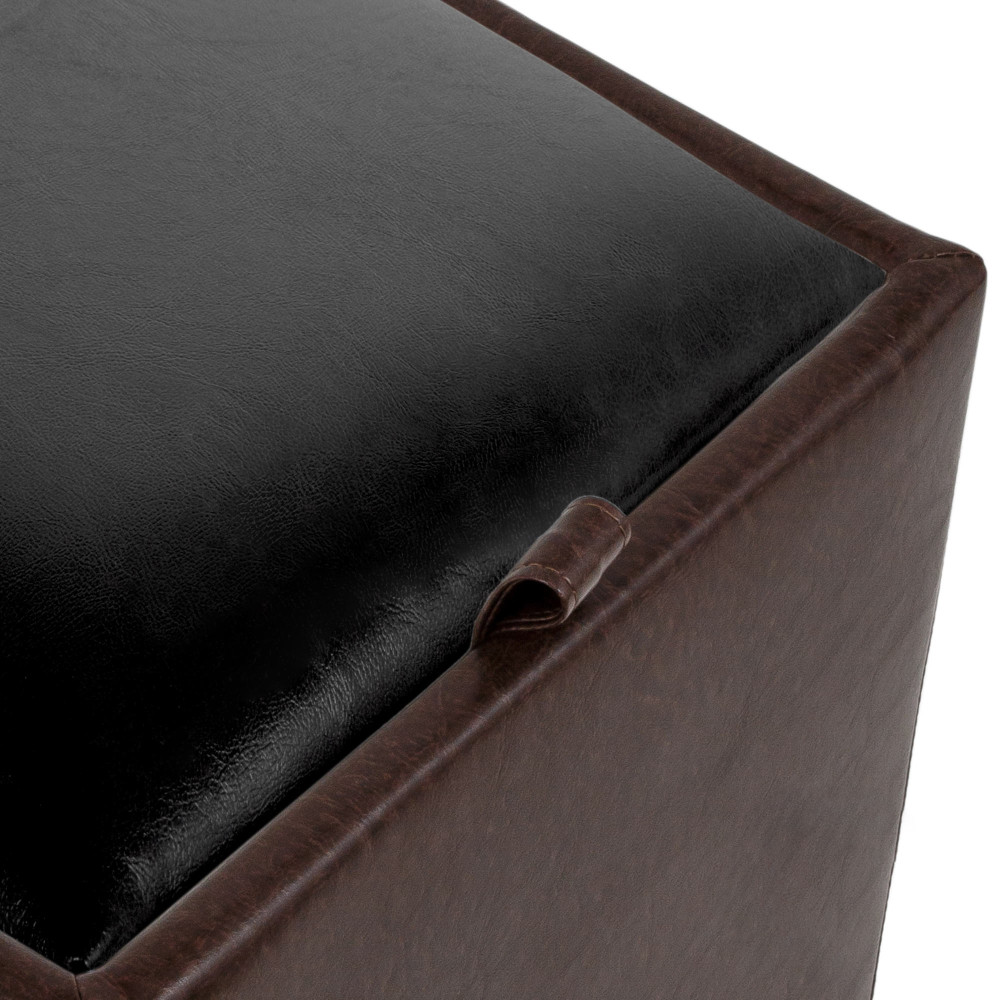Taburet Box - imitatie piele maro/negru - 15611/21901 Taburet Box - imitatie piele maro/negru - 15611/21901