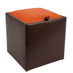 Taburet Box - imitatie piele maro/portocaliu - 15611/21895 Taburet Box - imitatie piele maro/portocaliu - 15611/21895