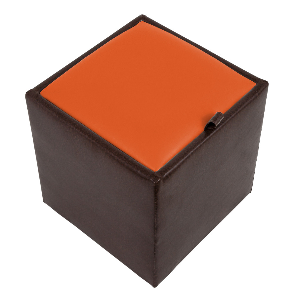Taburet Box - imitatie piele maro/portocaliu - 15611/21895 Taburet Box - imitatie piele maro/portocaliu - 15611/21895