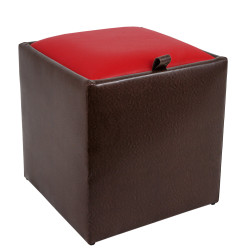 Taburet Box - imitatie piele maro/rosu - 15611/21900 Taburet Box - imitatie piele maro/rosu - 15611/21900