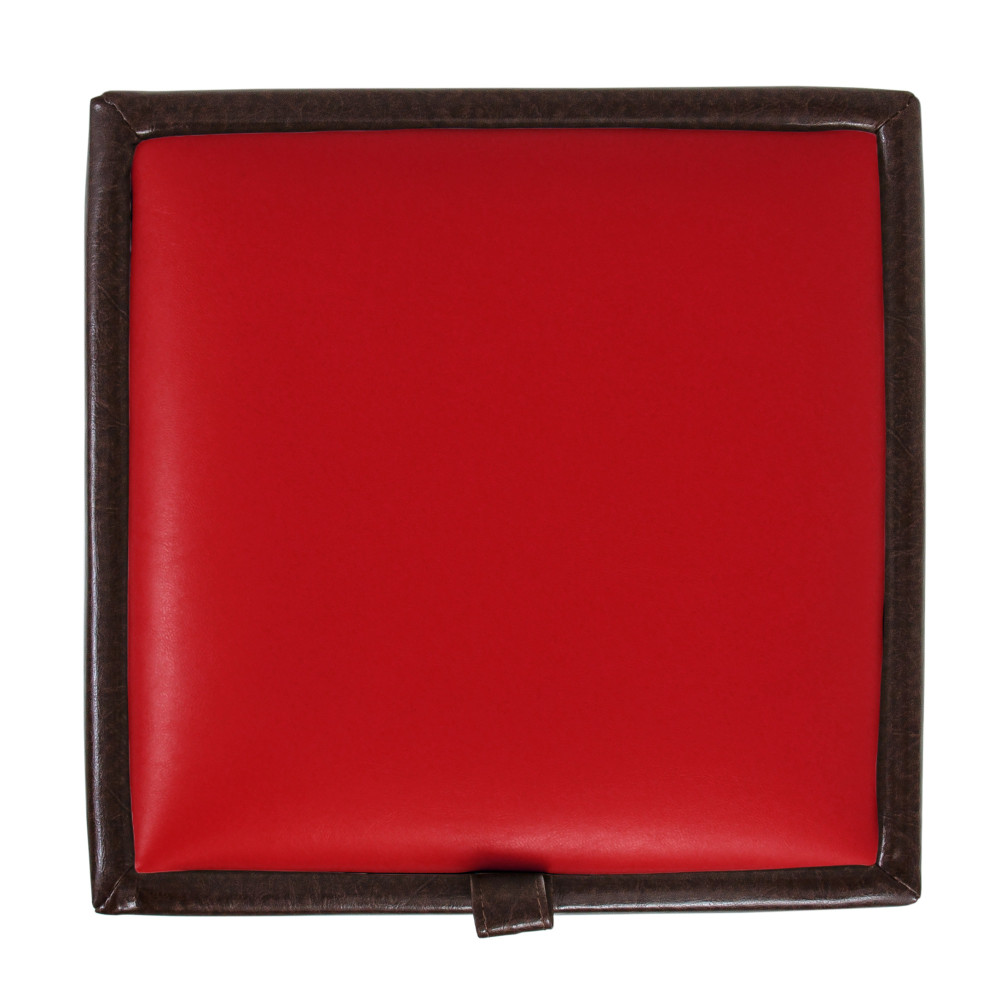 Taburet Box - imitatie piele maro/rosu - 15611/21900 Taburet Box - imitatie piele maro/rosu - 15611/21900
