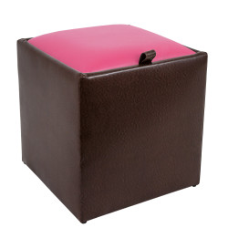 Taburet Box - imitatie piele maro/roz - 15611/21896 Taburet Box - imitatie piele maro/roz - 15611/21896