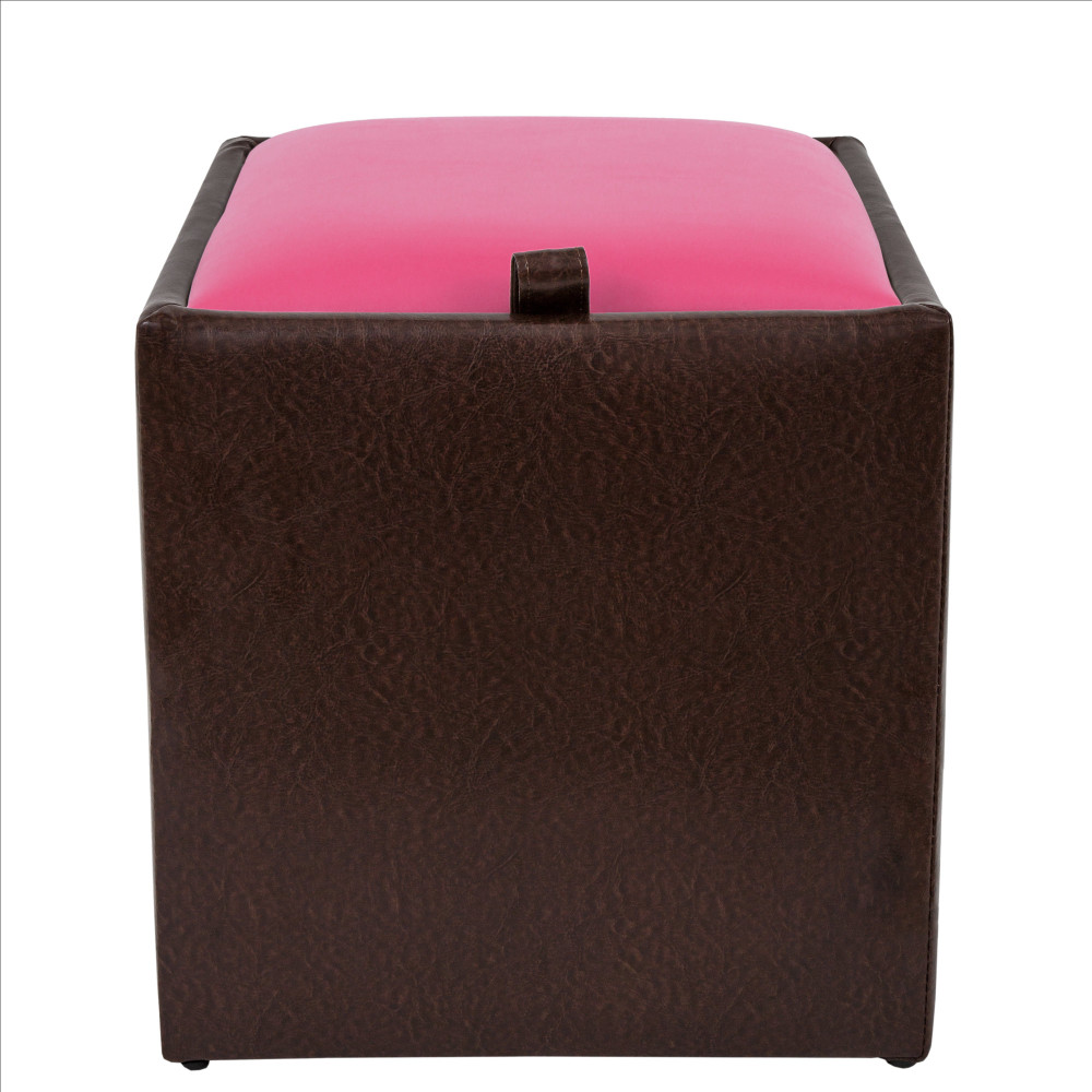 Taburet Box - imitatie piele maro/roz - 15611/21896 Taburet Box - imitatie piele maro/roz - 15611/21896