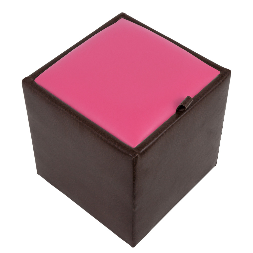 Taburet Box - imitatie piele maro/roz - 15611/21896 Taburet Box - imitatie piele maro/roz - 15611/21896