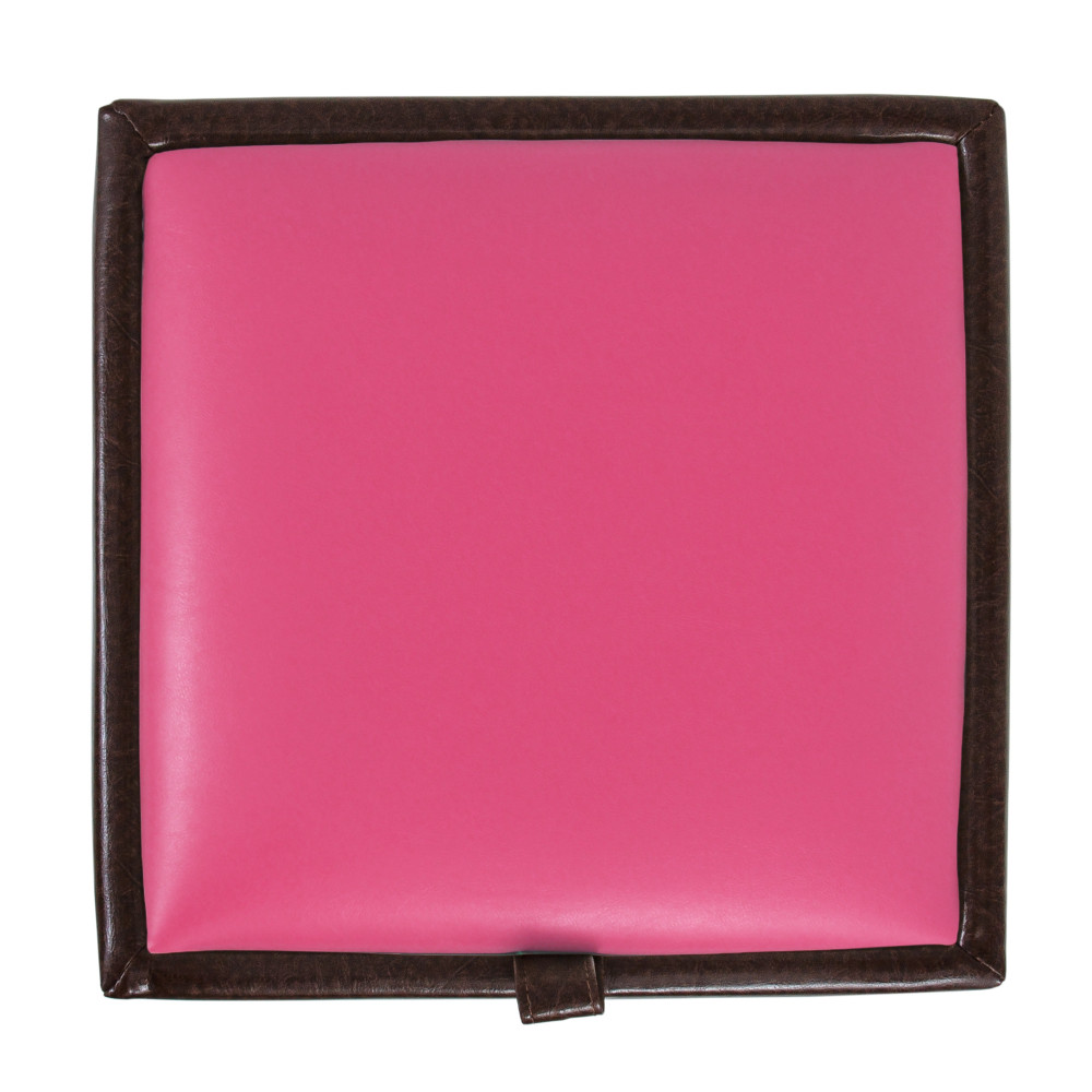 Taburet Box - imitatie piele maro/roz - 15611/21896 Taburet Box - imitatie piele maro/roz - 15611/21896