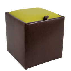 Taburet Box - imitatie piele maro/verde - 15611/21899 Taburet Box - imitatie piele maro/verde - 15611/21899