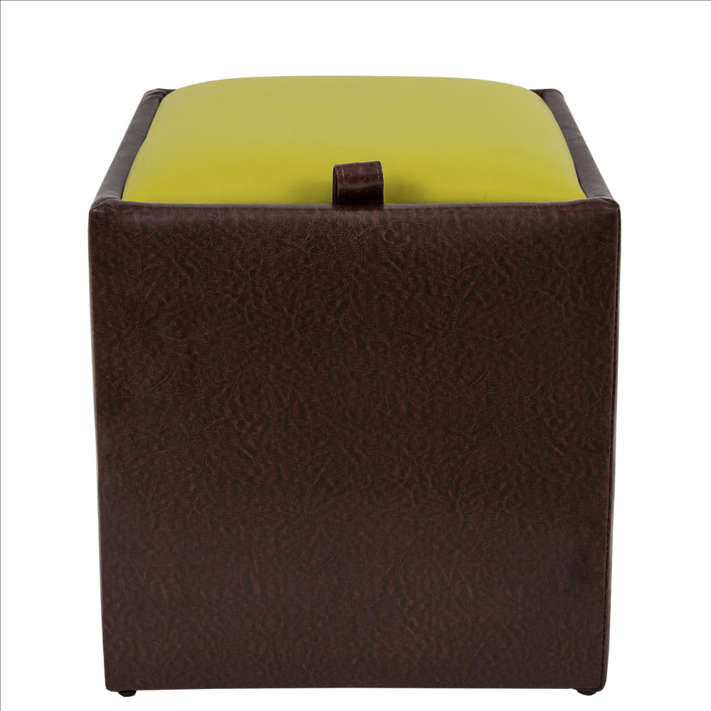 Taburet Box - imitatie piele maro/verde - 15611/21899 Taburet Box - imitatie piele maro/verde - 15611/21899