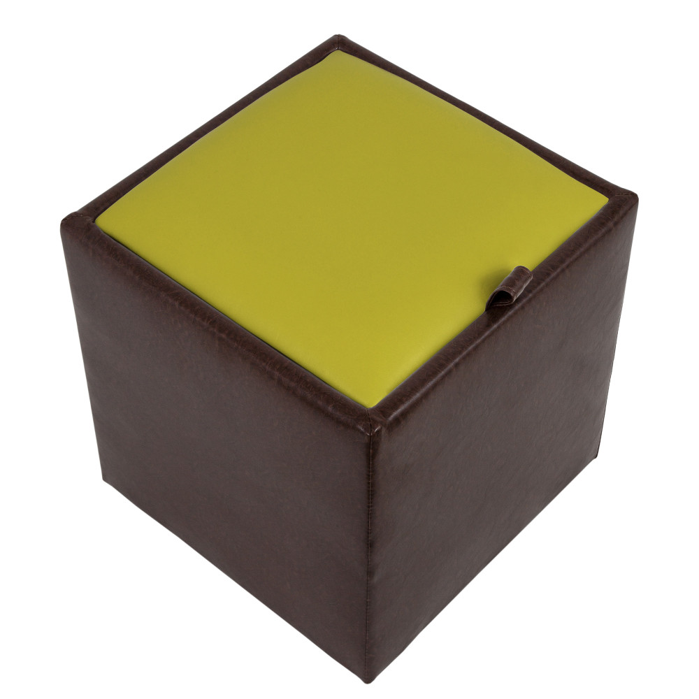 Taburet Box - imitatie piele maro/verde - 15611/21899 Taburet Box - imitatie piele maro/verde - 15611/21899