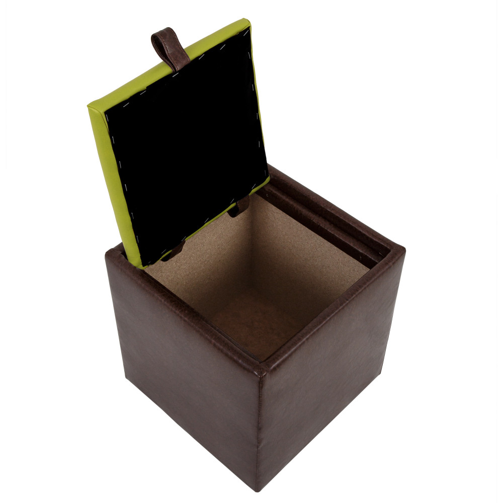 Taburet Box - imitatie piele maro/verde - 15611/21899 Taburet Box - imitatie piele maro/verde - 15611/21899