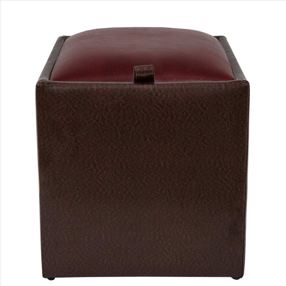 Taburet Box - imitatie piele maro/bordo - 15611/21902 Taburet Box - imitatie piele maro/bordo - 15611/21902
