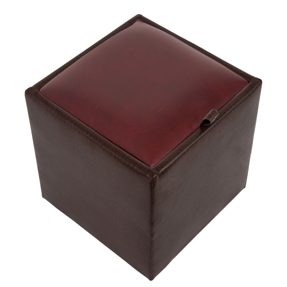 Taburet Box - imitatie piele maro/bordo - 15611/21902 Taburet Box - imitatie piele maro/bordo - 15611/21902