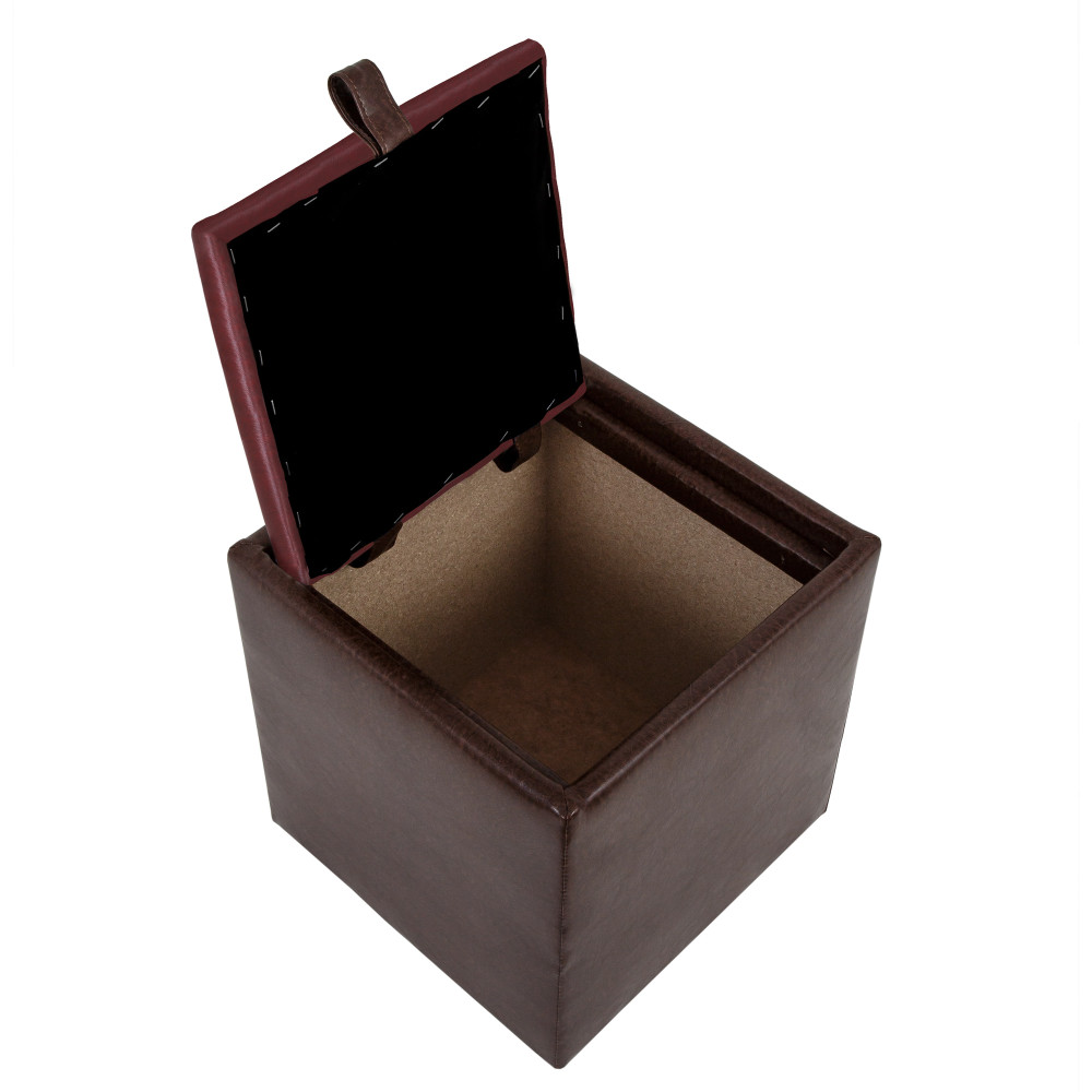 Taburet Box - imitatie piele maro/bordo - 15611/21902 Taburet Box - imitatie piele maro/bordo - 15611/21902