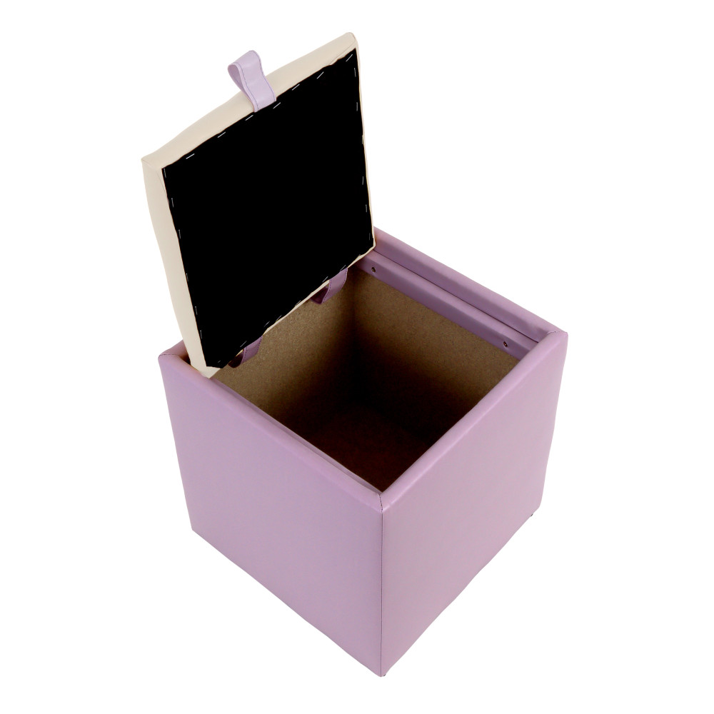 Taburet Box - imitatie piele mov/crem - 21897/21834 Taburet Box - imitatie piele mov/crem - 21897/21834