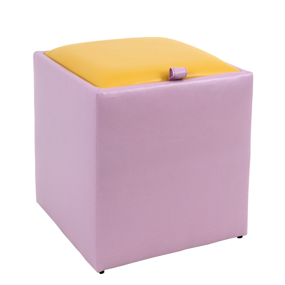 Taburet Box - imitatie piele mov/galben - 21897/22168 Taburet Box - imitatie piele mov/galben - 21897/22168