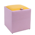 Taburet Box - imitatie piele mov/galben - 21897/22168