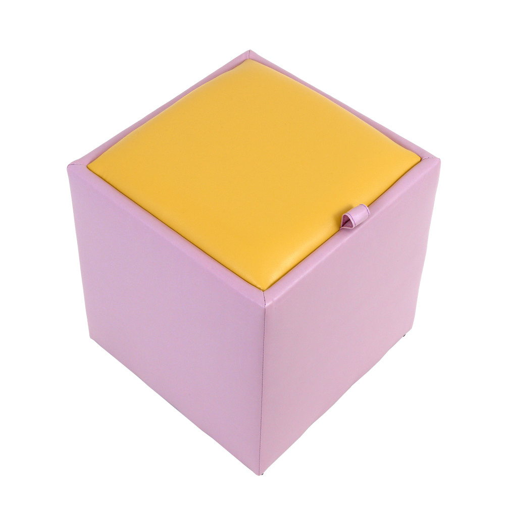 Taburet Box - imitatie piele mov/galben - 21897/22168 Taburet Box - imitatie piele mov/galben - 21897/22168