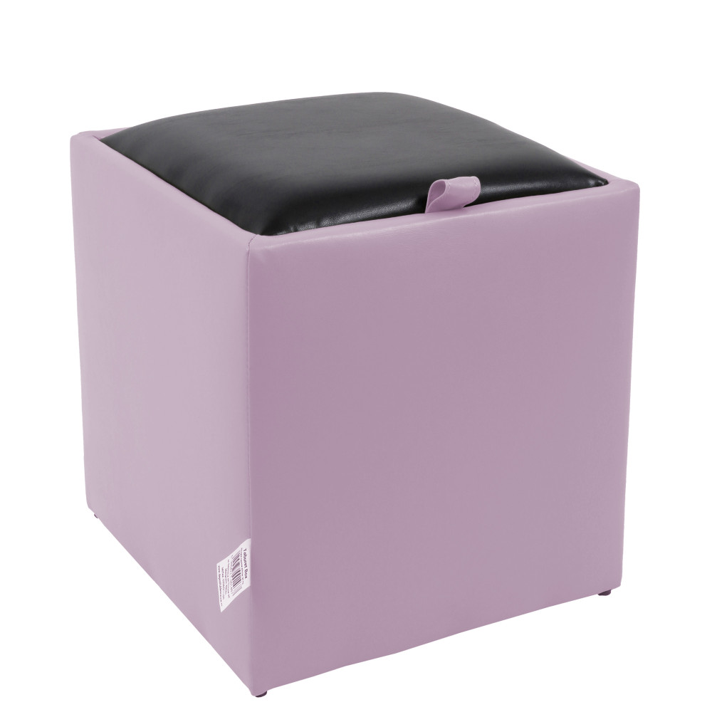 Taburet Box - imitatie piele mov/negru - 21897/21901 Taburet Box - imitatie piele mov/negru - 21897/21901