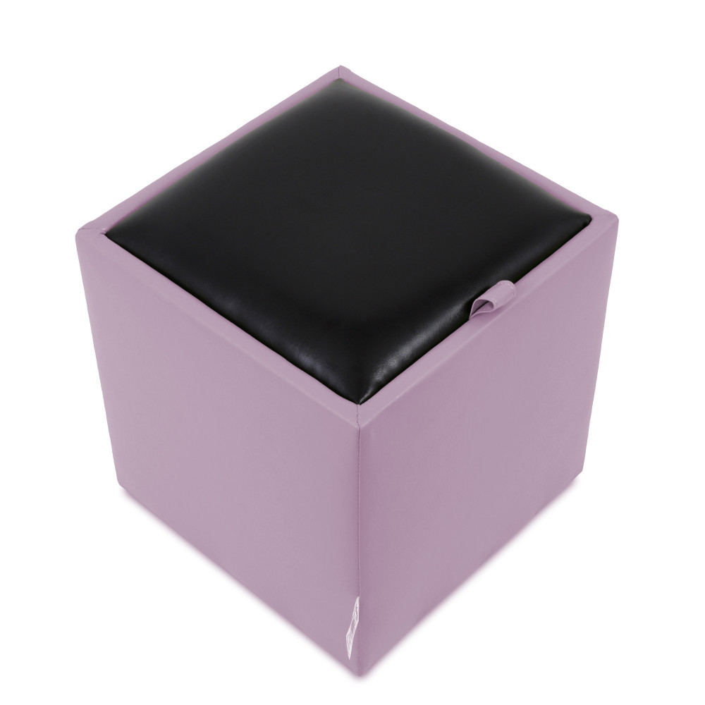 Taburet Box - imitatie piele mov/negru - 21897/21901 Taburet Box - imitatie piele mov/negru - 21897/21901